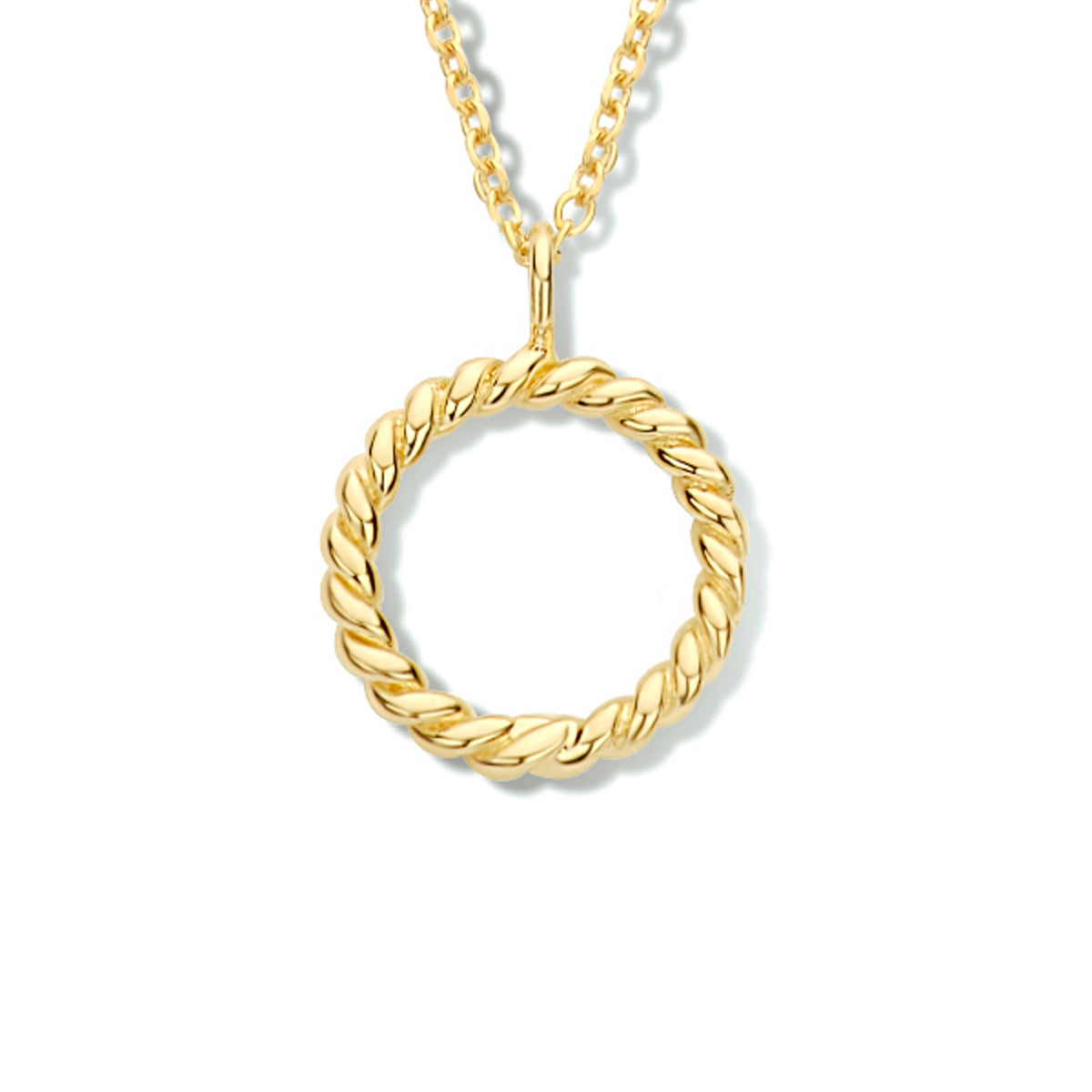 Collier rondje 41 + 4 cm zilver verguld (geel)