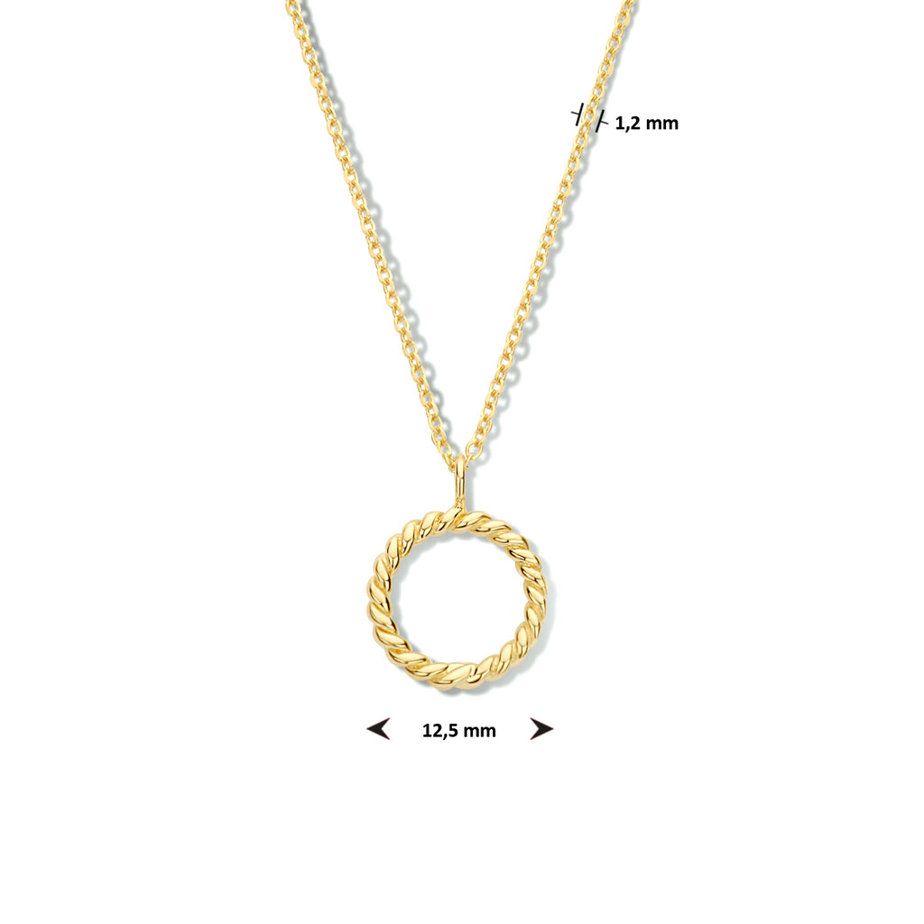 Collier rondje 41 + 4 cm zilver verguld (geel)