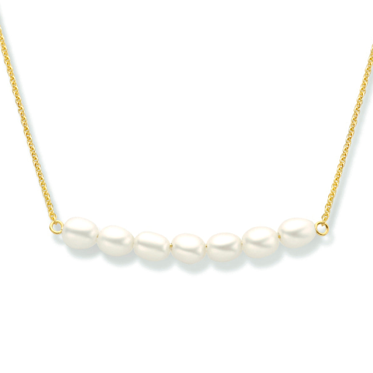 Collier parel 42 + 3 cm zilver verguld (geel)