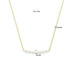 Collier parel 42 + 3 cm zilver verguld (geel)