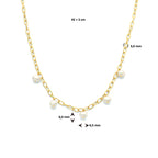 Collier parels 42 + 3 cm zilver verguld (geel)
