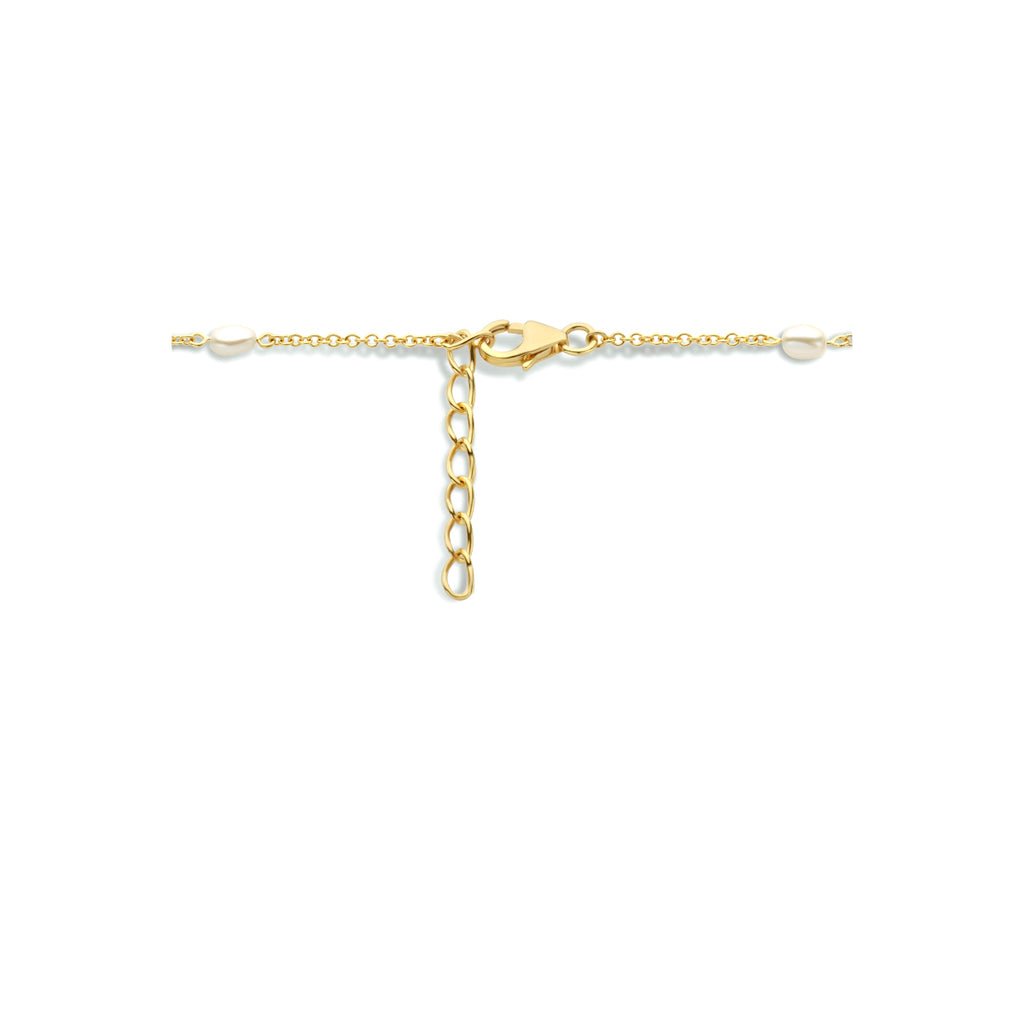 Collier parel 42 + 3 cm zilver verguld (geel)