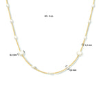 Collier parel 42 + 3 cm zilver verguld (geel)