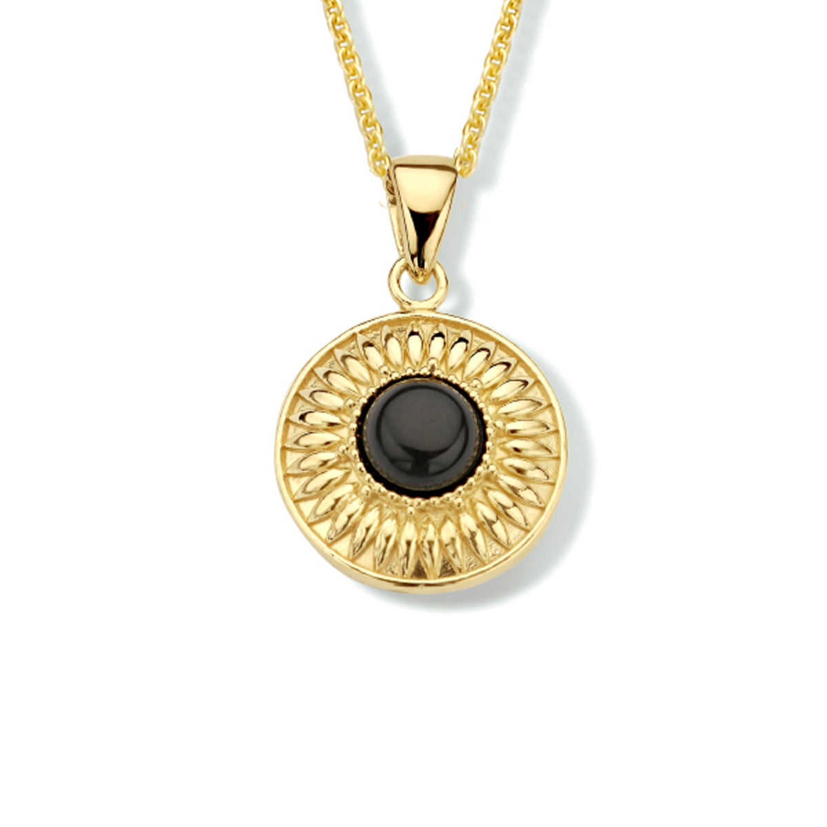 Collier onyx 41 + 4 cm zilver verguld (geel)