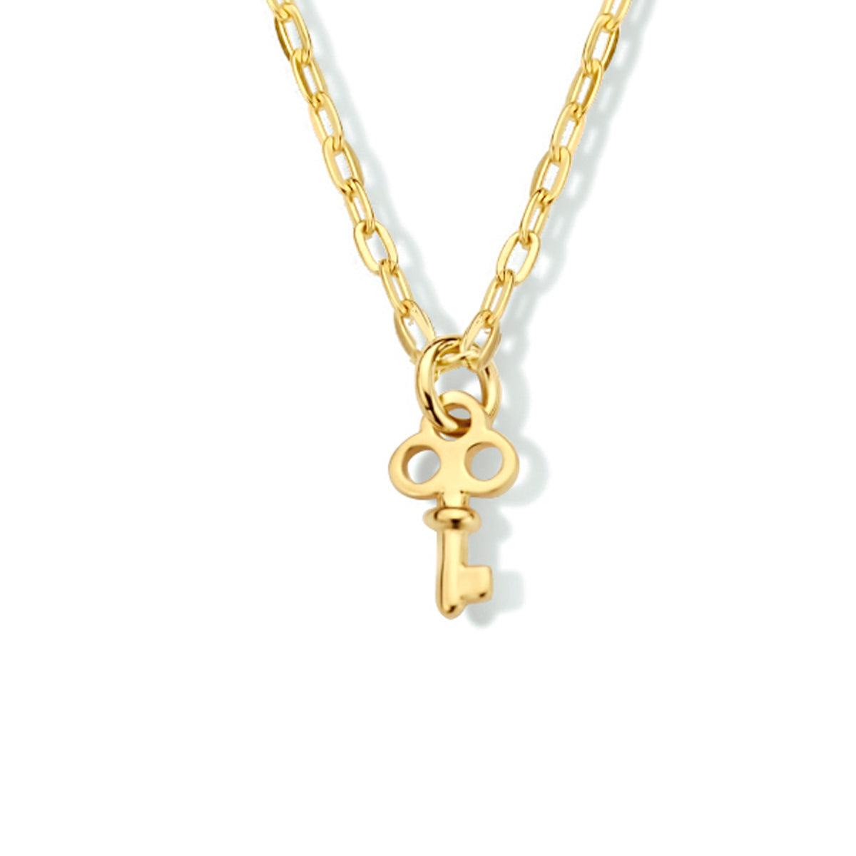 Collier sleutel 41 + 4 cm zilver verguld (geel)