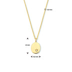 Graveercollier ovaal zirkonia 41 + 4 cm zilver verguld (geel)