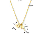 Collier slot, hart en sleutel 41 + 4 cm zilver verguld (geel)