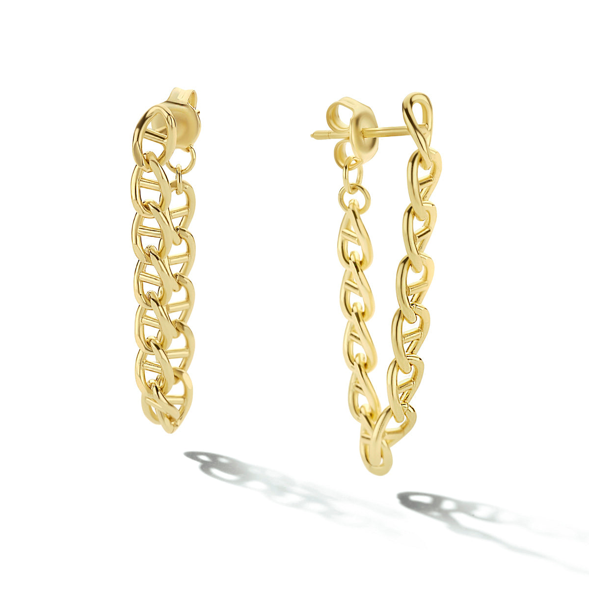 Oorhangers schakel zilver verguld (geel)