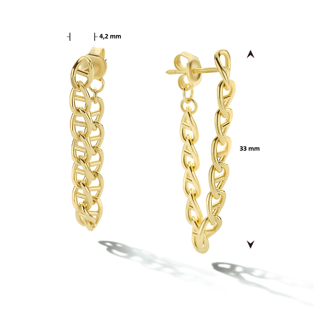 Oorhangers schakel zilver verguld (geel)