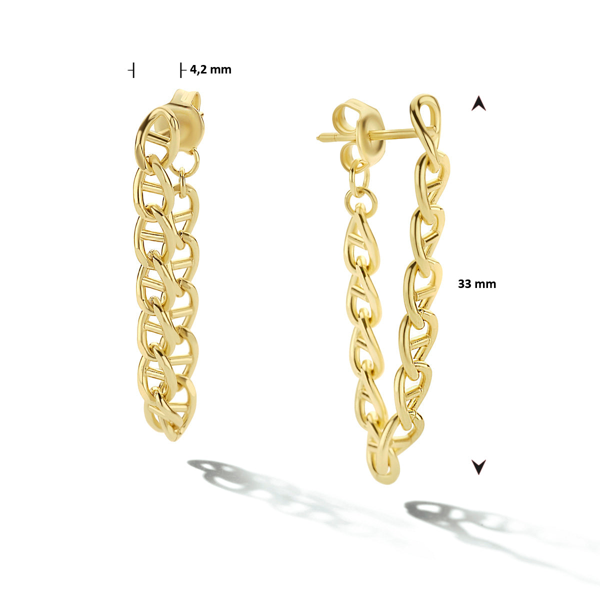 Oorhangers schakel zilver verguld (geel)