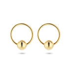 Oorknoppen rondje en bolletje zilver verguld (geel)