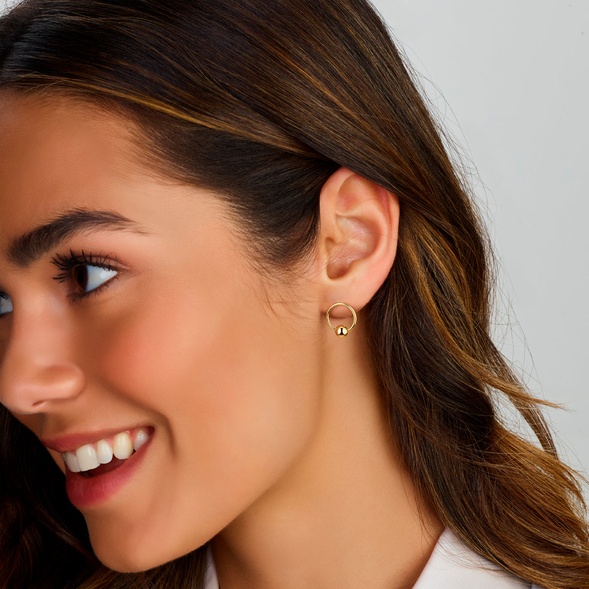 Oorknoppen rondje en bolletje zilver verguld (geel)