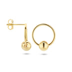 Oorknoppen rondje en bolletje zilver verguld (geel)