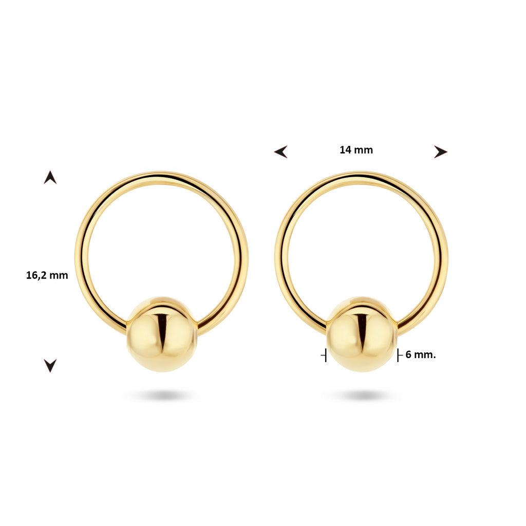 Oorknoppen rondje en bolletje zilver verguld (geel)