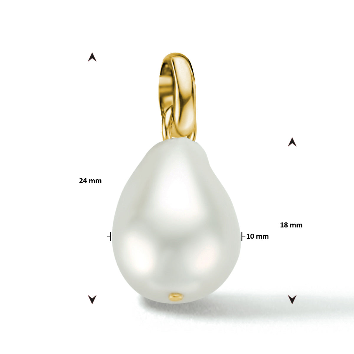 Hanger parel zilver verguld (geel)