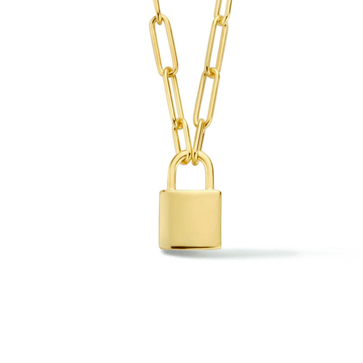 Collier paperclip en slotje 3,2 mm 40 cm zilver verguld (geel)