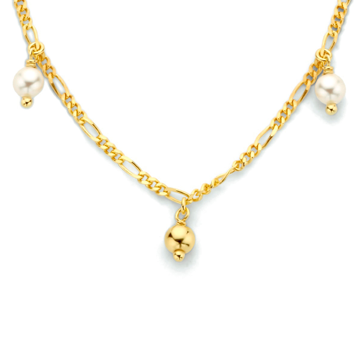 Collier parels 40 cm zilver verguld (geel)