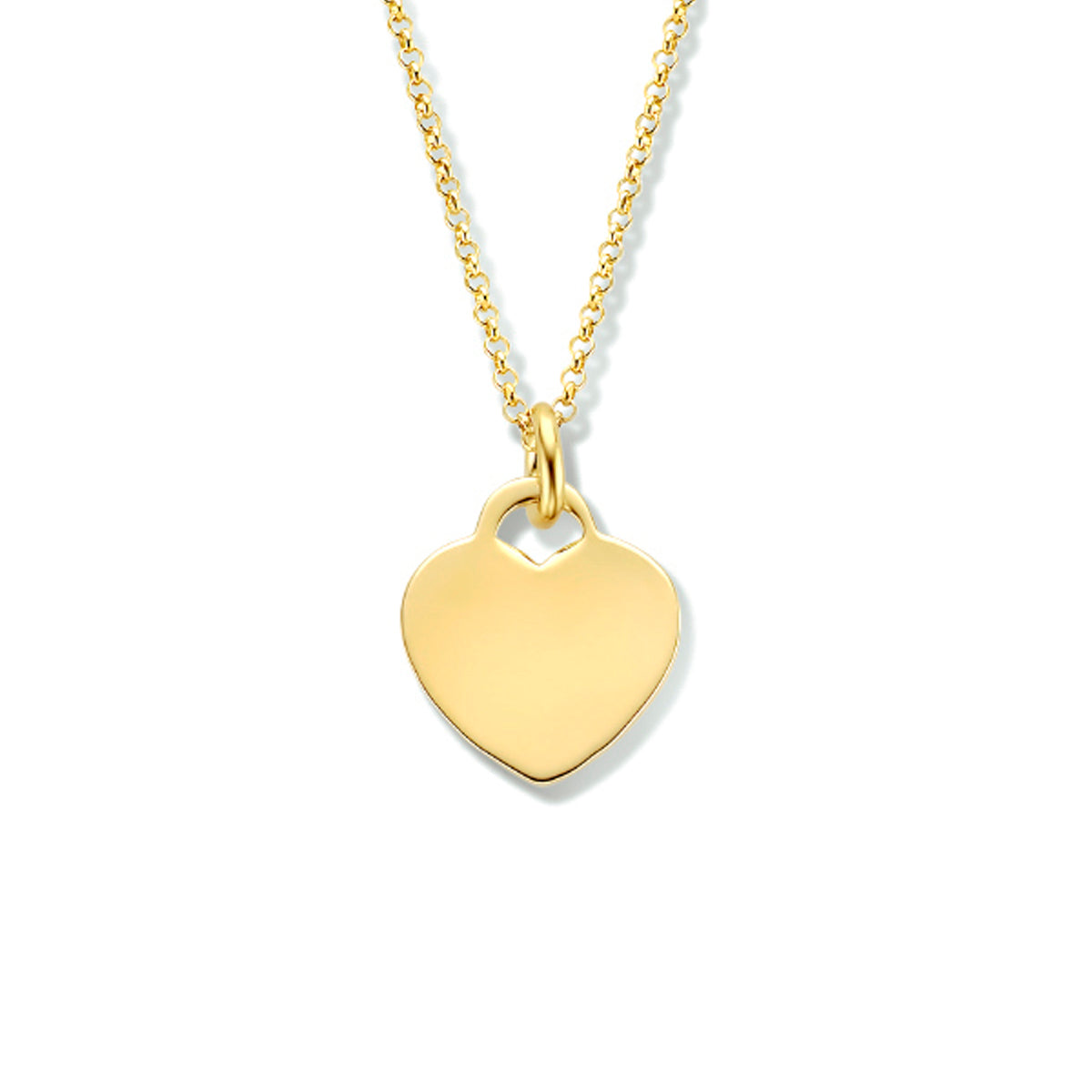 Graveercollier hart 40 + 4 cm zilver verguld (geel)