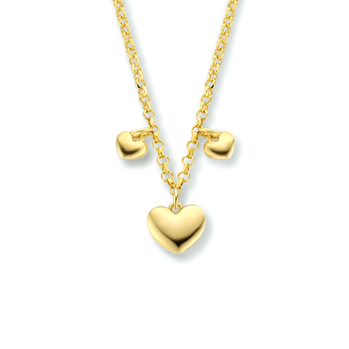 Collier hartjes 40 + 4 cm zilver verguld (geel)