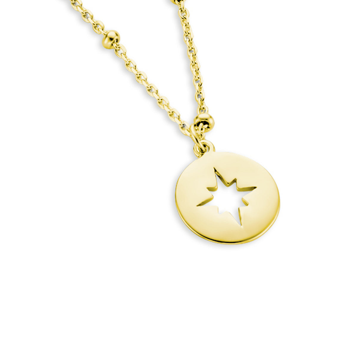 Collier ster 41 + 4 cm zilver verguld (geel)