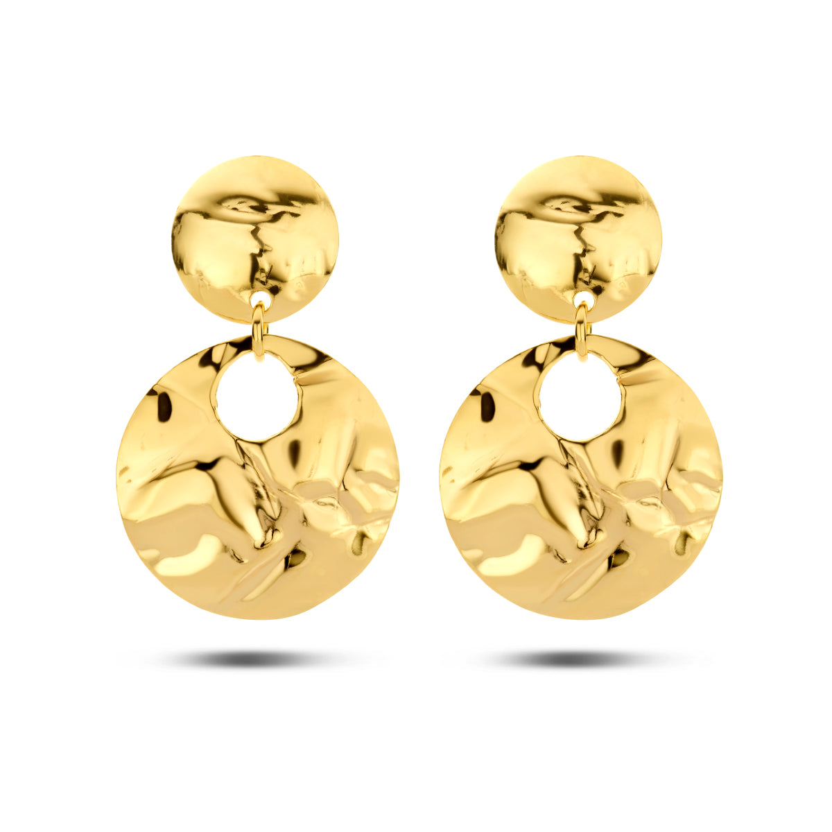 Oorhangers gehamerd zilver verguld (geel)