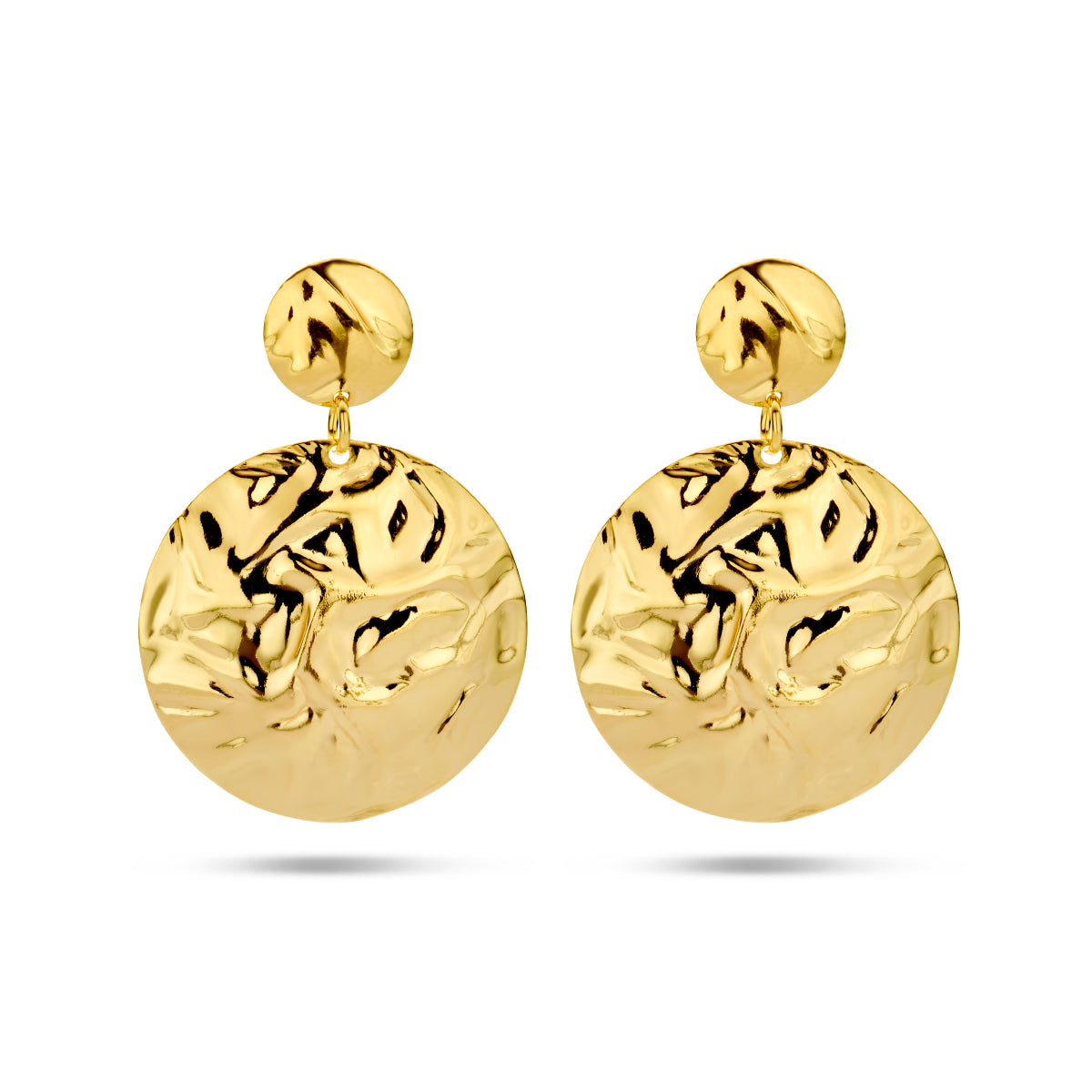 Oorhangers gehamerd zilver verguld (geel)