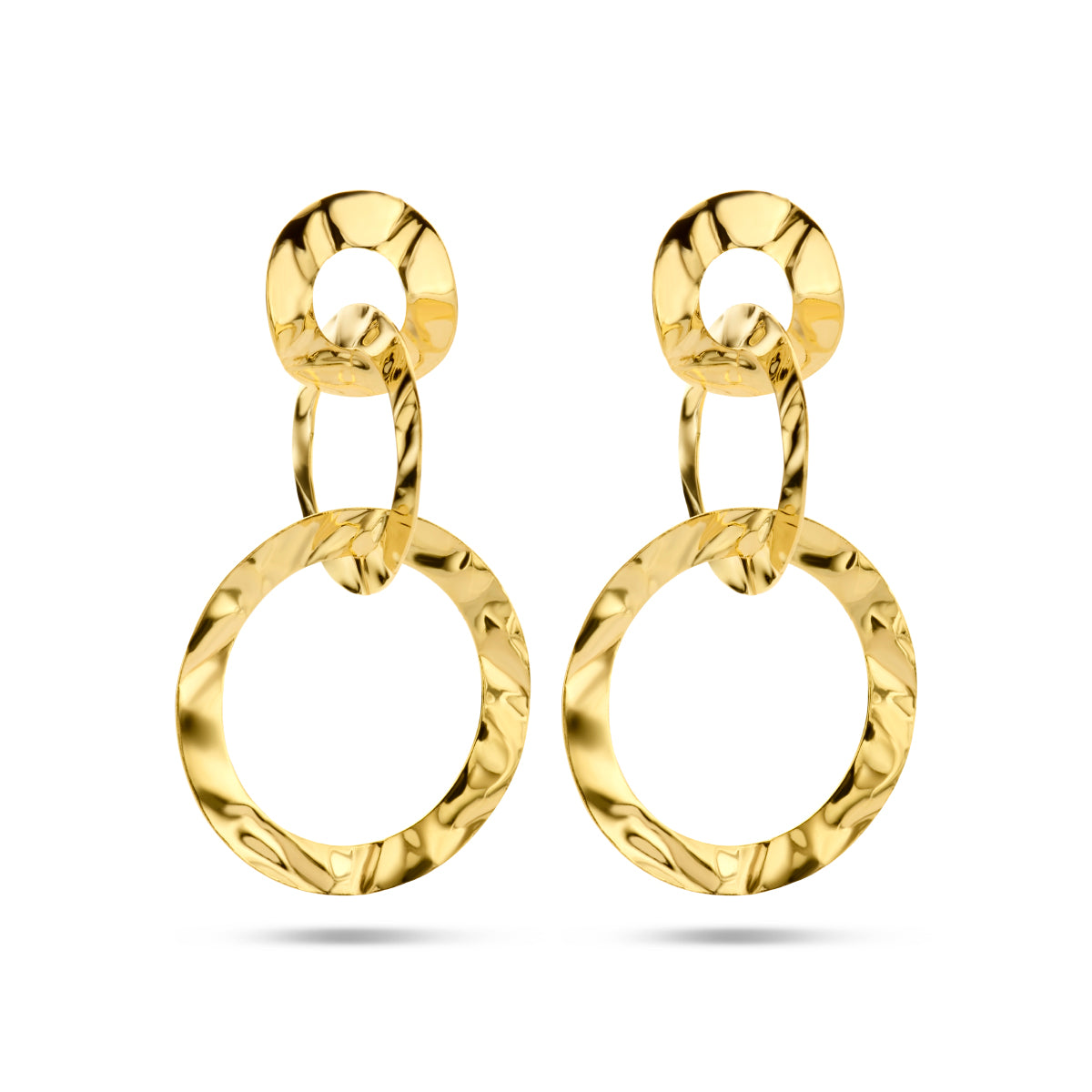 Oorhangers gehamerd zilver verguld (geel)