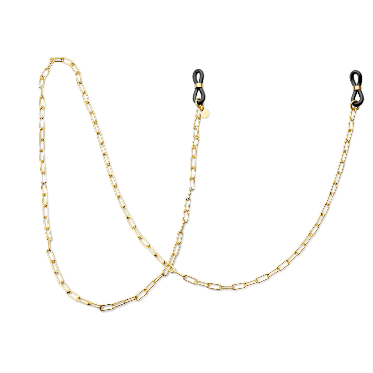 Zonnebril ketting paperclip ronde buis 3,6 mm 72 cm 1 micron zilver verguld (geel)