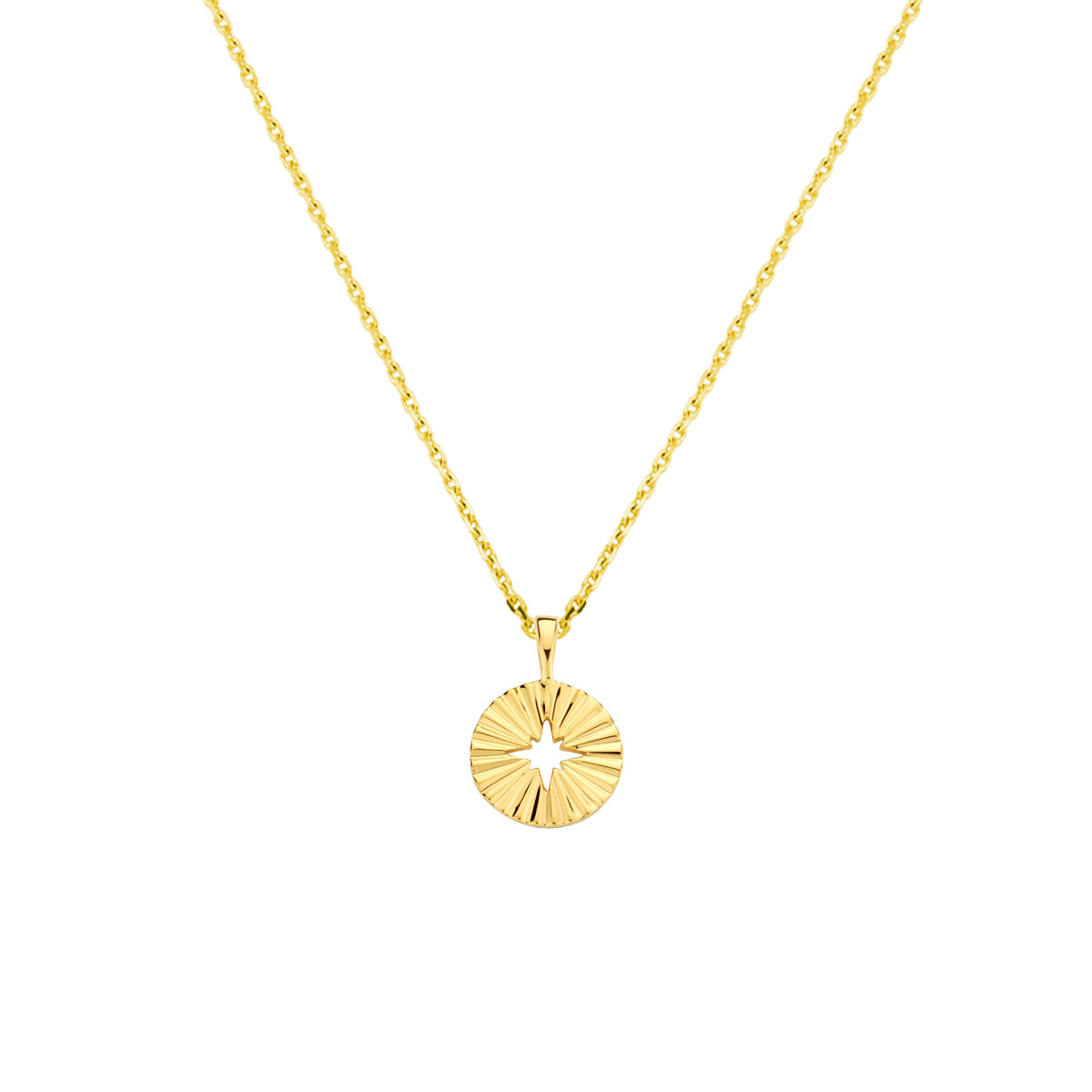 Collier rondje 41 + 4 cm zilver verguld (geel)