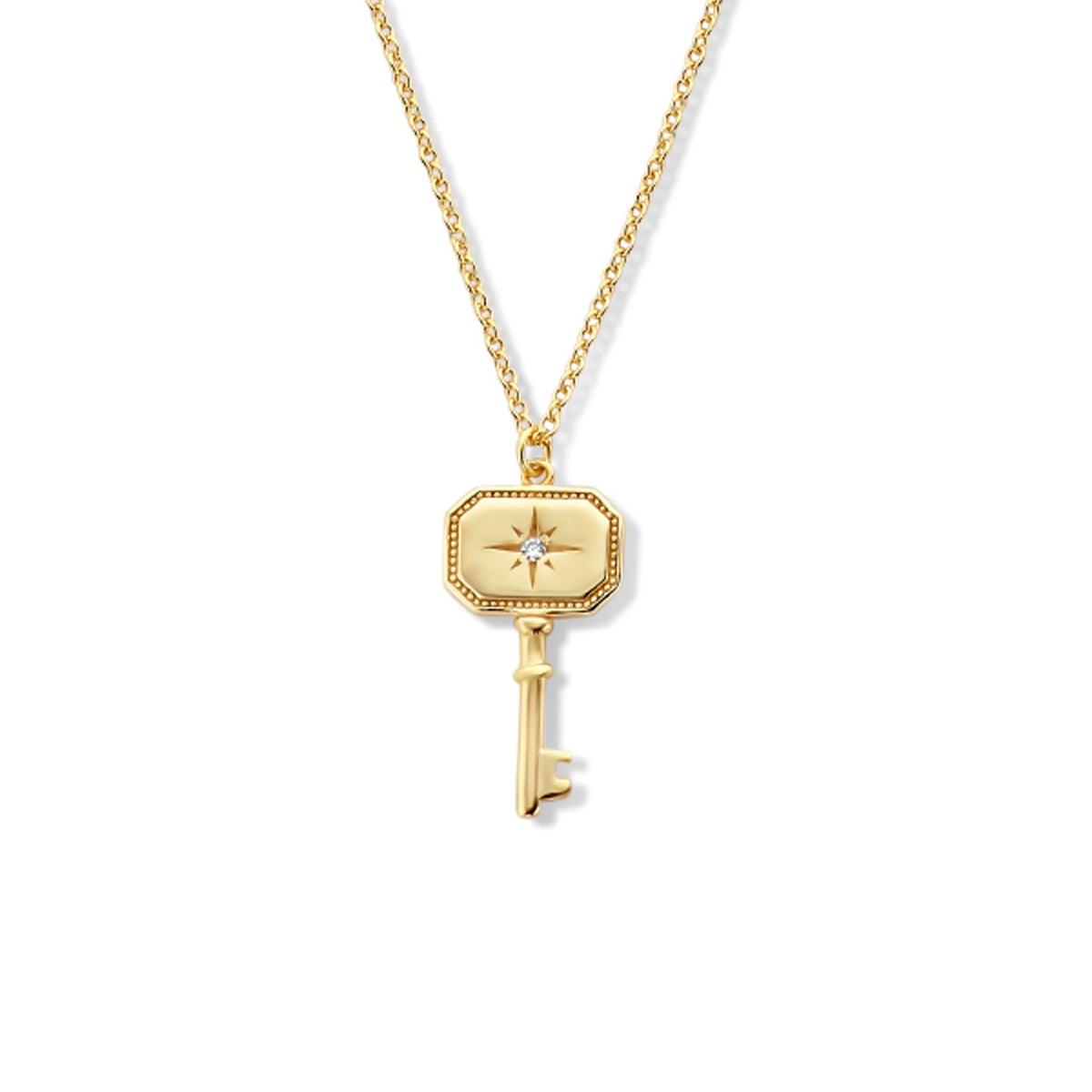 Collier sleutel 41 + 4 cm zilver verguld (geel)