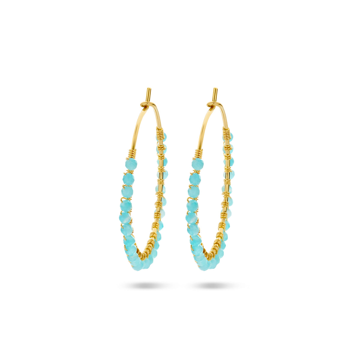 Oorringen amazoniet zilver verguld (geel)