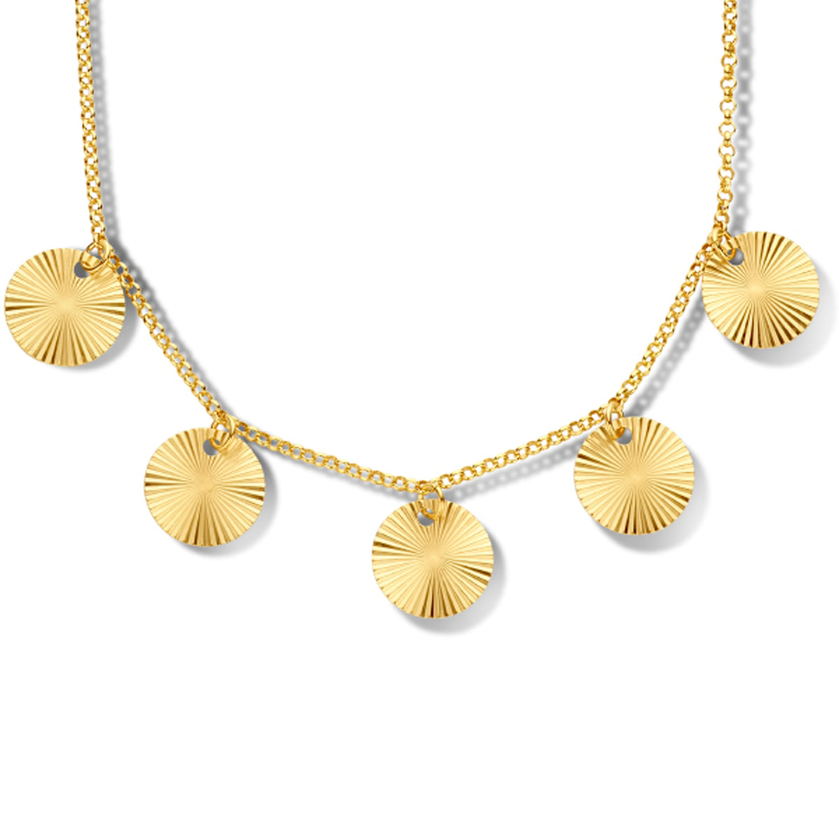 Collier rondjes gediamanteerd 42 + 3 cm 1 micron zilver verguld (geel)