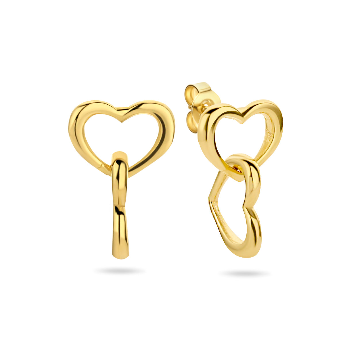 Oorhangers hartjes 1 micron zilver verguld (geel)
