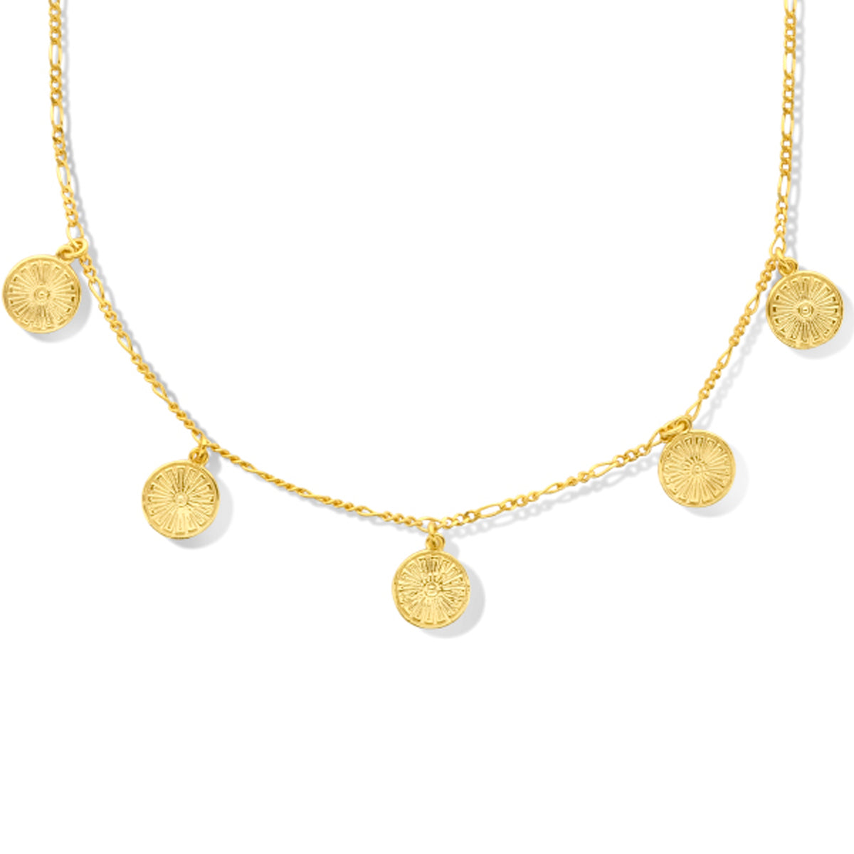 Collier rondjes 42 + 3 cm 1 micron zilver verguld (geel)