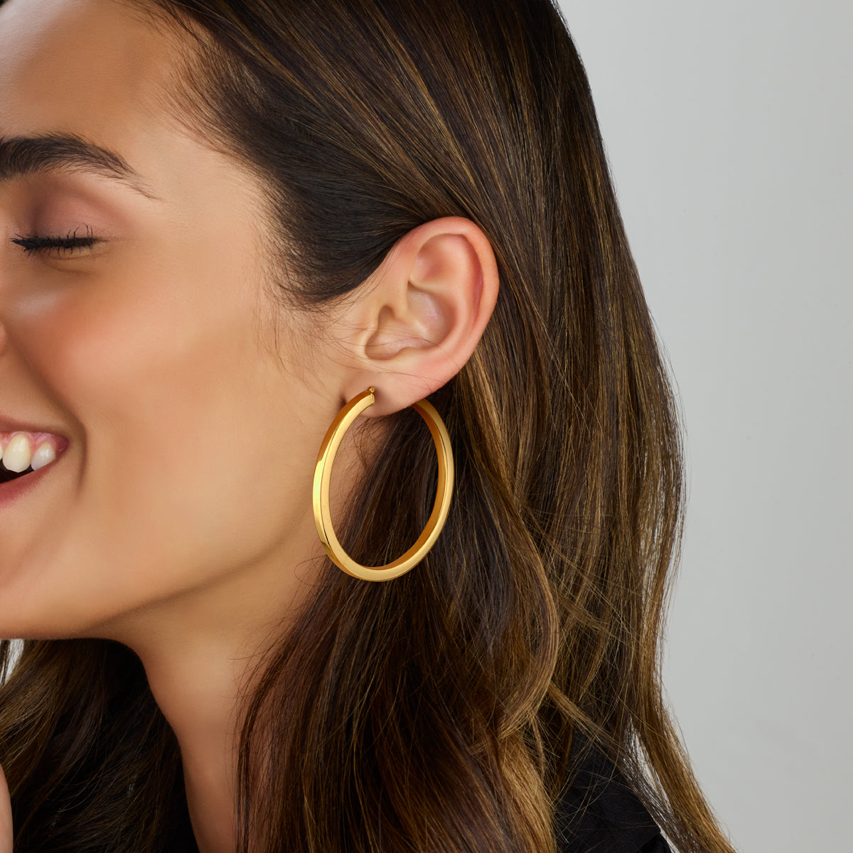 Oorringen vierkante buis 1 micron zilver verguld (geel)