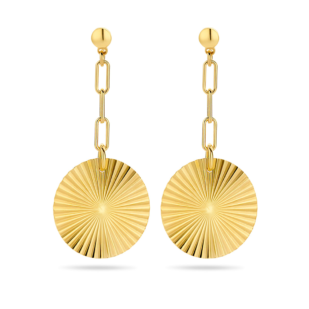 Oorhangers rondje gediamanteerd 1 micron zilver verguld (geel)