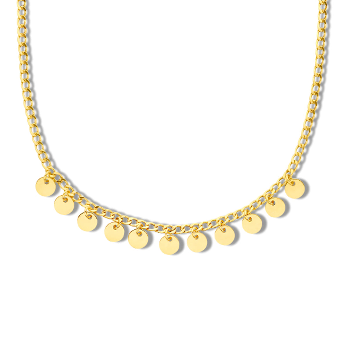 Collier rondjes 40 + 4 cm zilver verguld (geel)