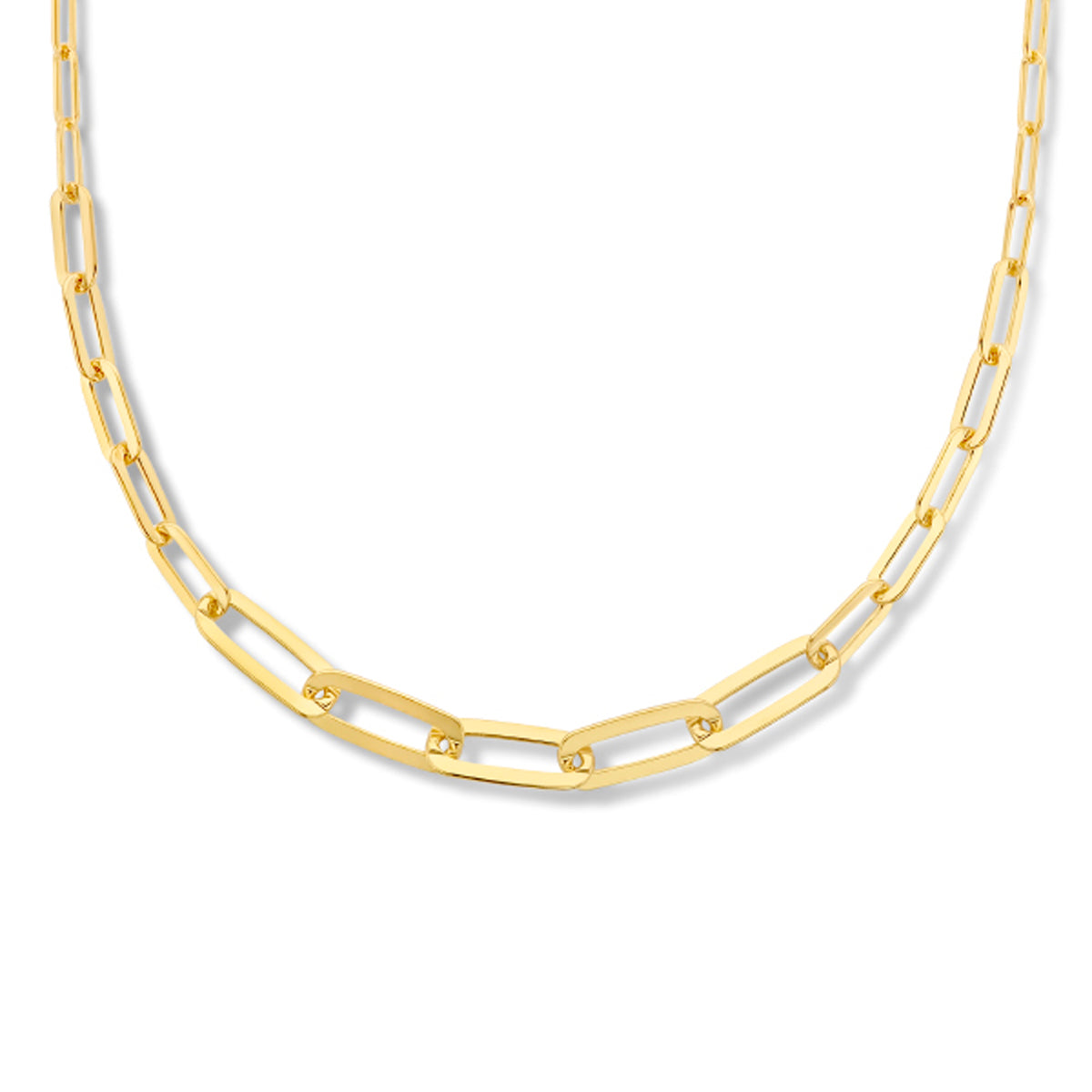 Collier paperclip platte buis 5,5 mm 42 + 3 cm zilver verguld (geel)