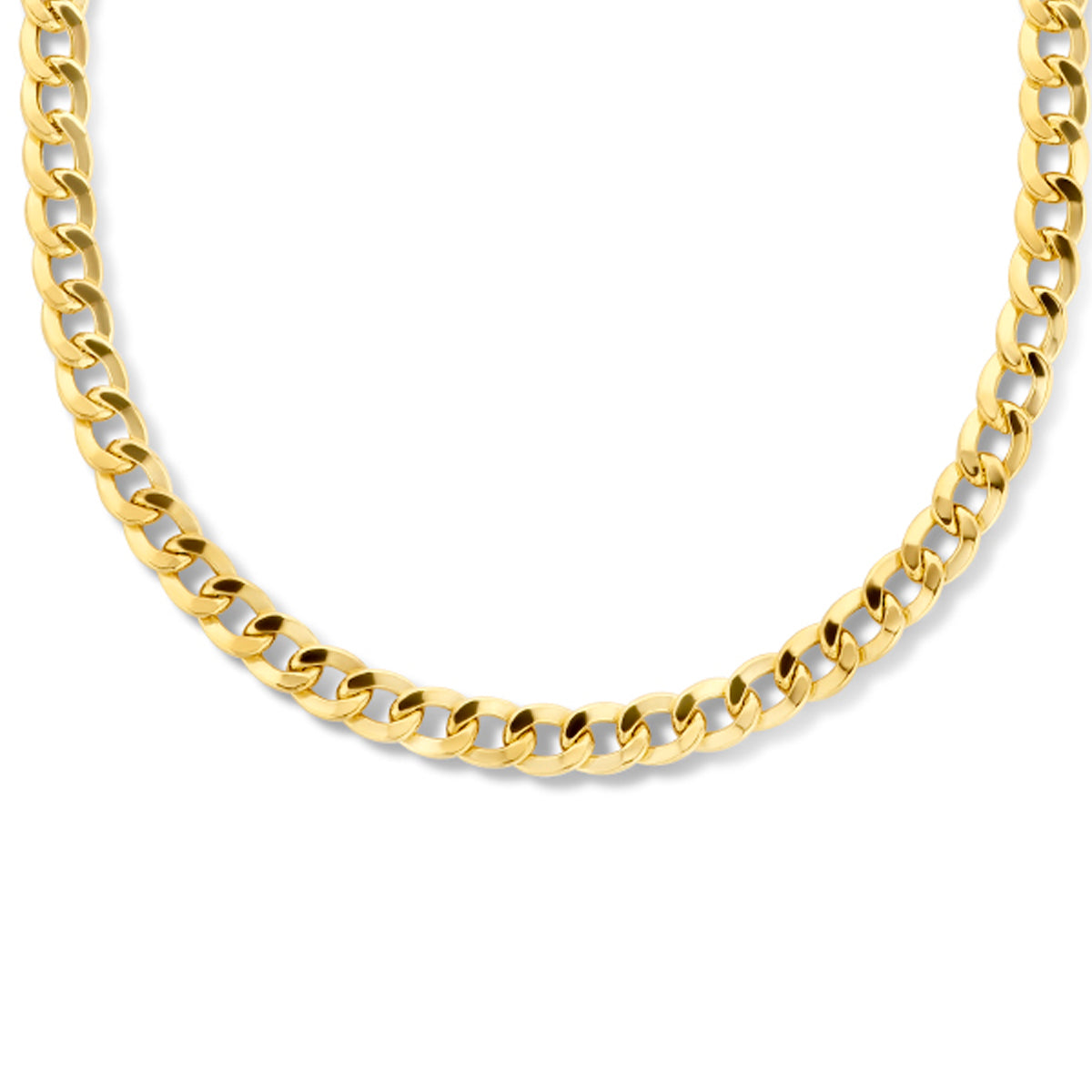 Collier gourmette 4-zijdes geslepen 6,0 mm 42 cm met groot springslot zilver verguld (geel)