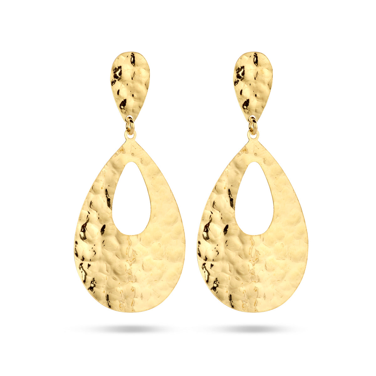 Oorhangers druppel gehamerd 1 micron zilver verguld (geel)