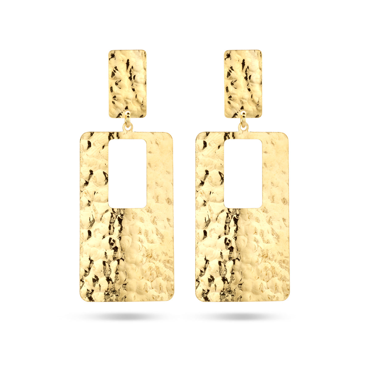 Oorhangers rechthoek gehamerd 1 micron zilver verguld (geel)