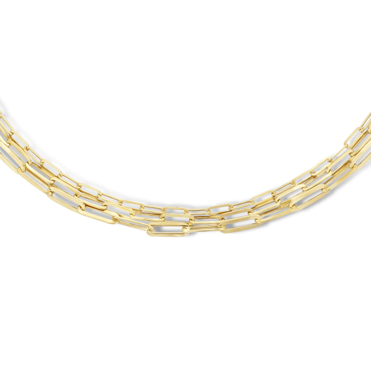 Multi-collier paperclip platte buis 4,0 mm 41 + 4 cm zilver verguld (geel)