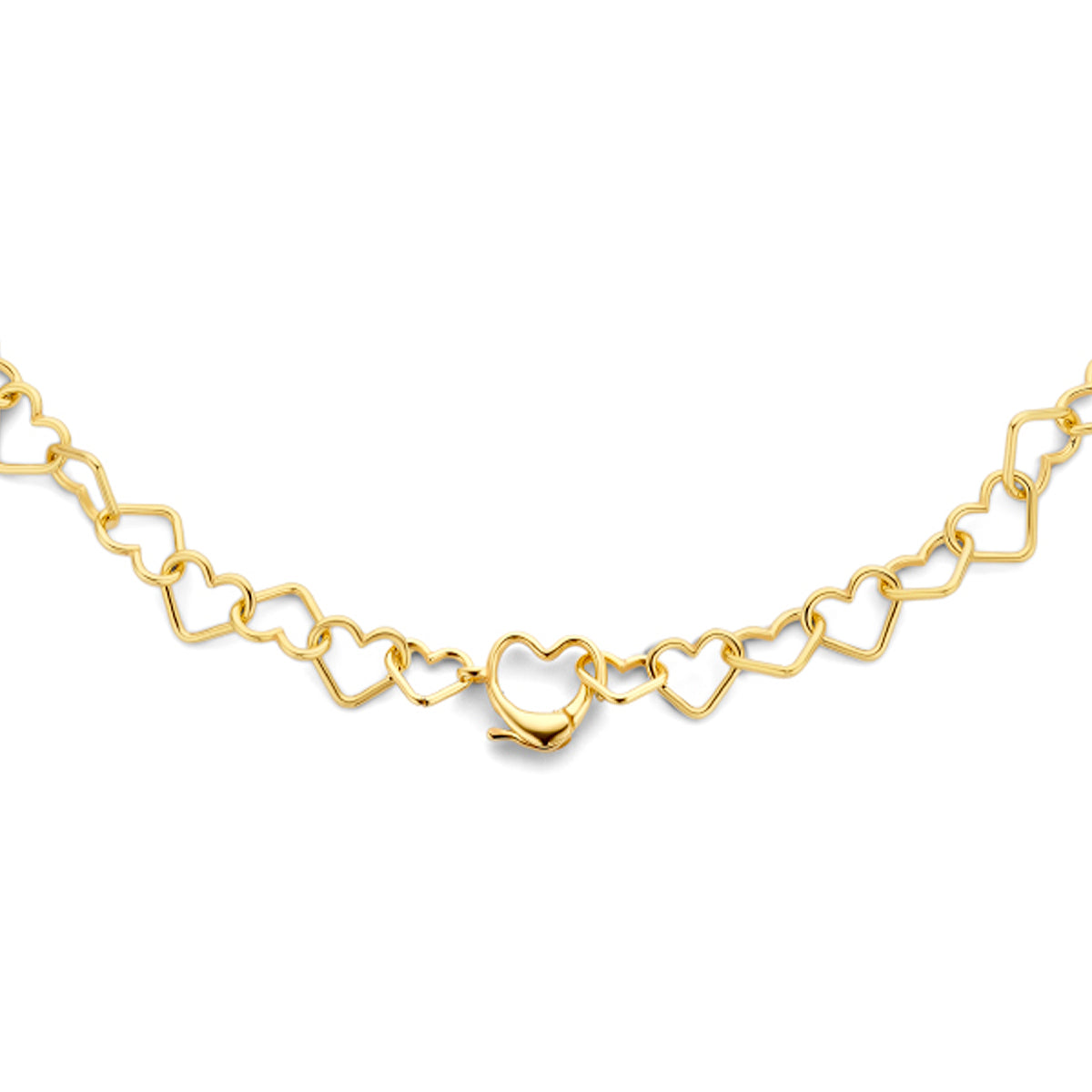 Collier hartjes 45 cm zilver verguld (geel)