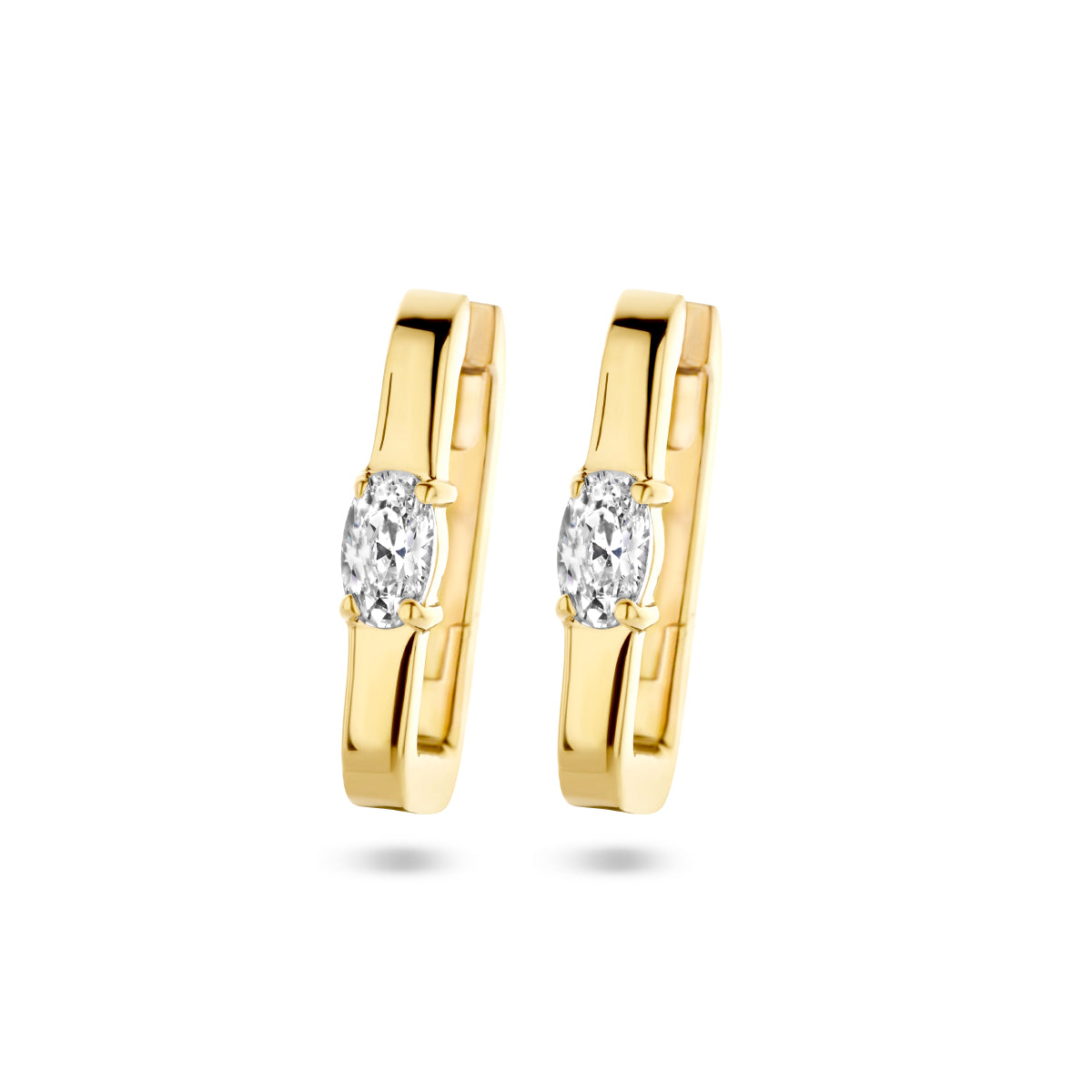 Klapoorringen zirkonia zilver verguld (geel)