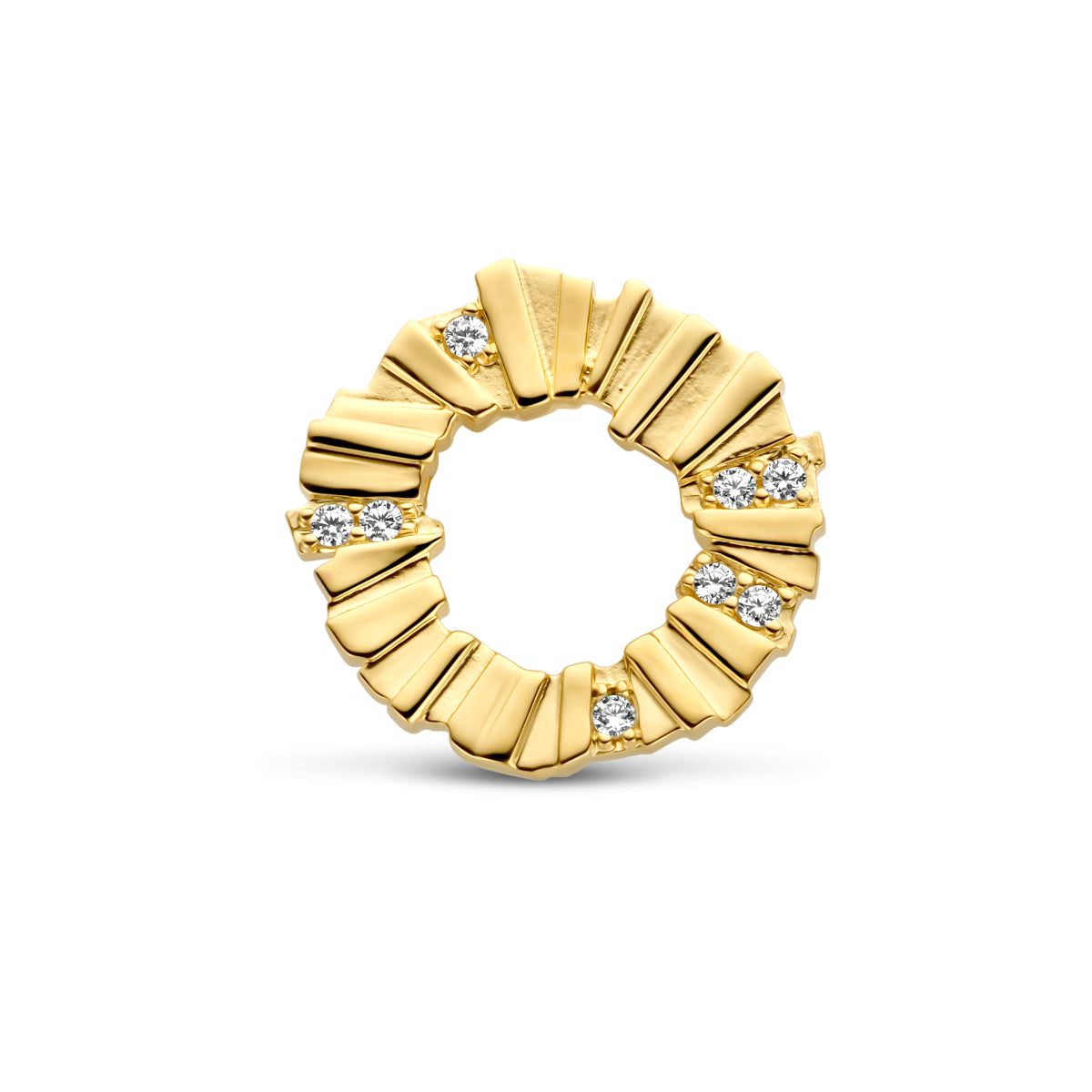 Hanger rondje zirkonia zilver verguld (geel)