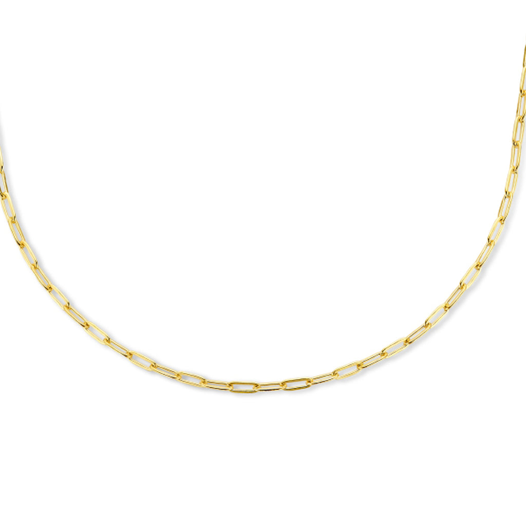 Collier paperclip platte buis 2,2 mm 1 micron zilver verguld (geel)