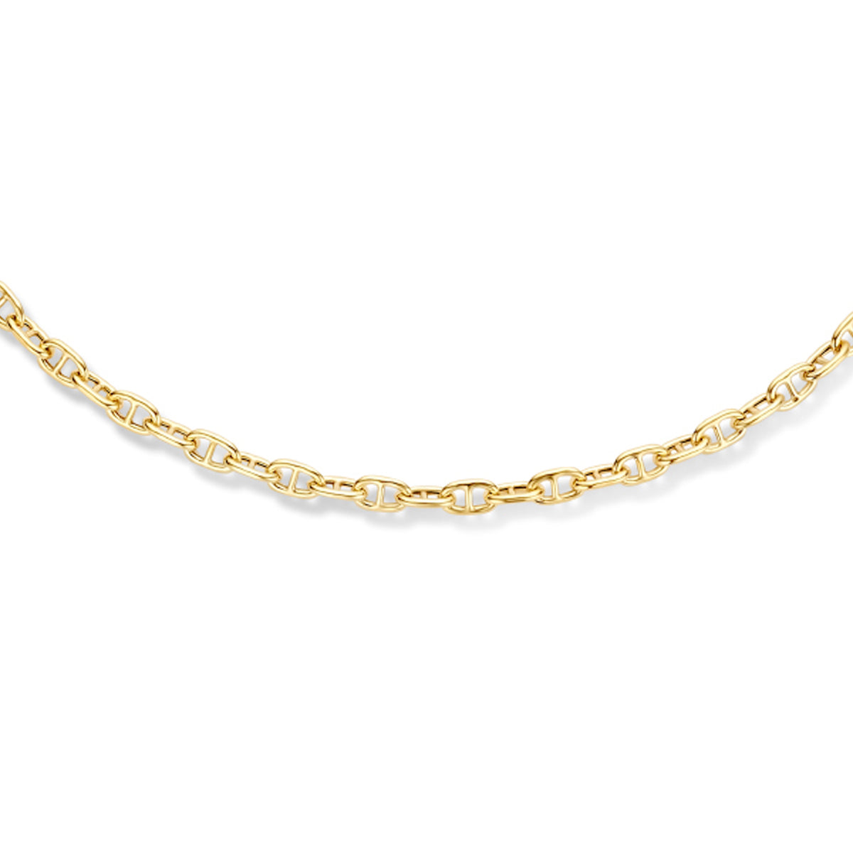 Collier anker 4,0 mm 40 + 4 cm 1 micron zilver verguld (geel)