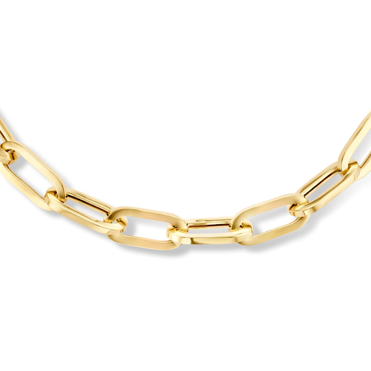 Collier paperclip vierkante buis 10,5 mm 46 cm 1 micron zilver verguld (geel)