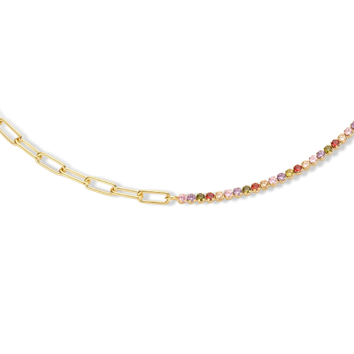 Collier paperclip meerdere kleuren zirkonia 3,6 mm 40 + 5 cm 1 micron zilver verguld (geel)