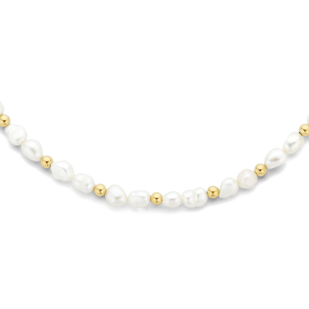 Collier parels en bolletjes 6,5 mm 41 + 5 cm 1 micron zilver verguld (geel)